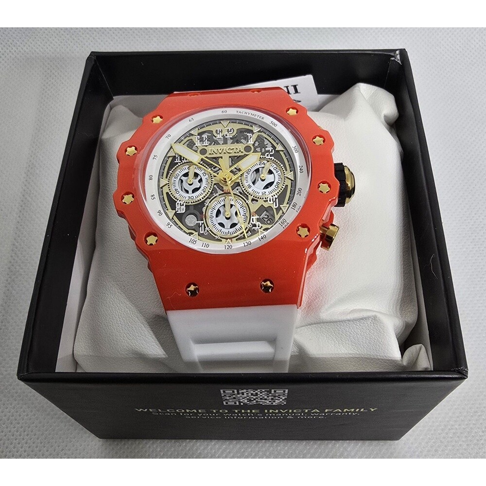 Invicta Racing Vaulthan Men's Watch 44mm White Red Gold 69655 Brand New